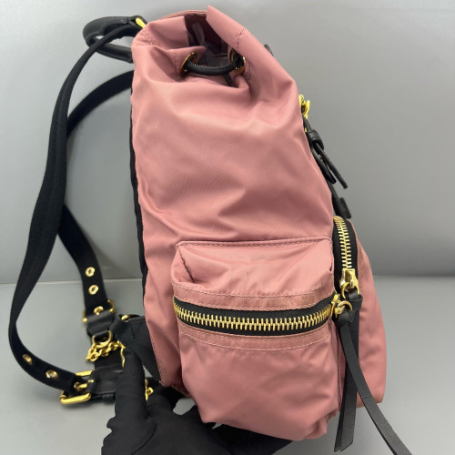 Burberry Medium Rucksack Backpack Nylon Calfskin Pink Black