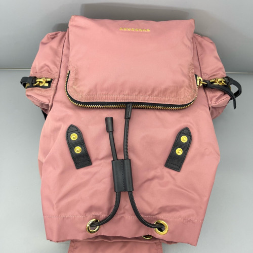 Burberry Medium Rucksack Backpack Nylon Calfskin Pink Black