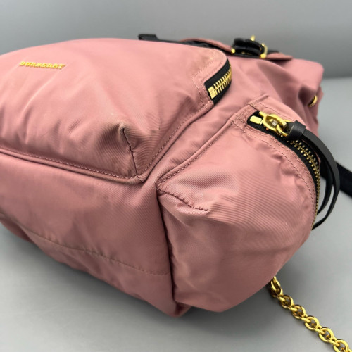 Burberry Medium Rucksack Backpack Nylon Calfskin Pink Black