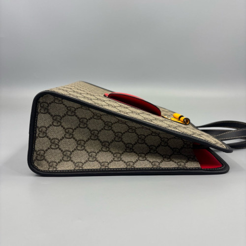 Gucci Children's Printed Tote Bag GG Supreme Monogram Calfskin Brown Black Red