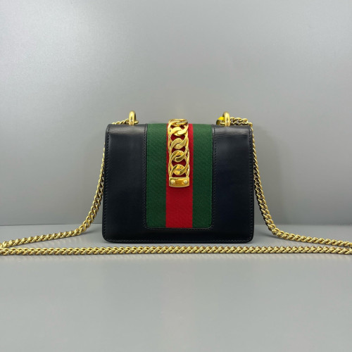 Gucci Web Mini Sylvie Shoulder Bag Calfskin Black Green Red