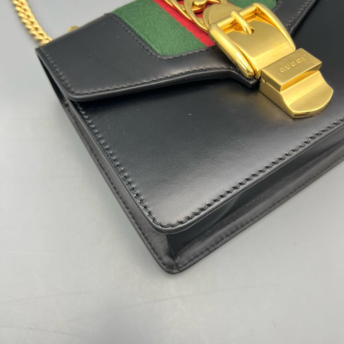 Gucci Web Mini Sylvie Shoulder Bag Calfskin Black Green Red
