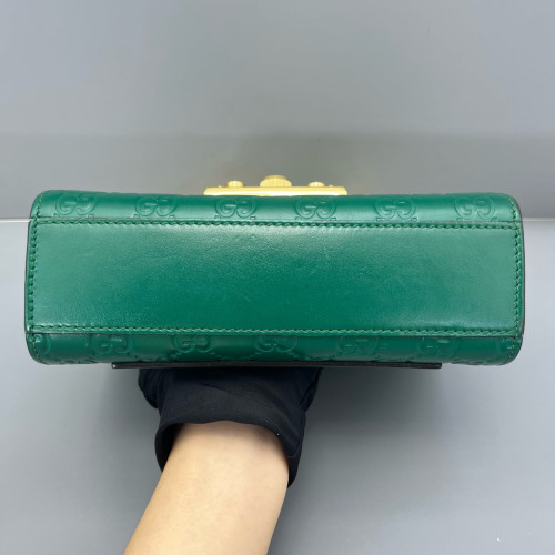 Gucci Small Padlock Shoulder Bag Guccissima Green