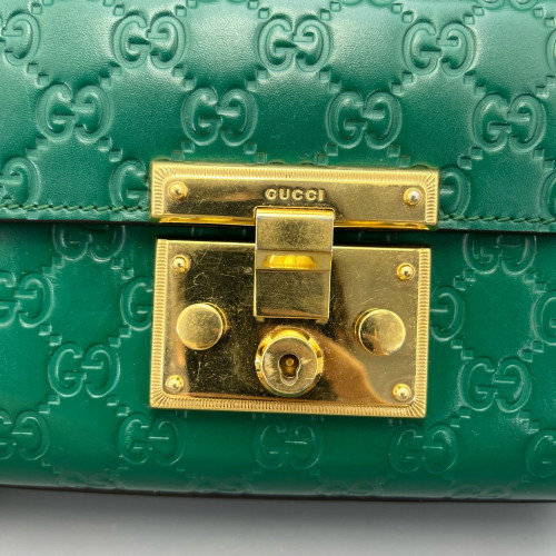 Gucci Small Padlock Shoulder Bag Guccissima Green