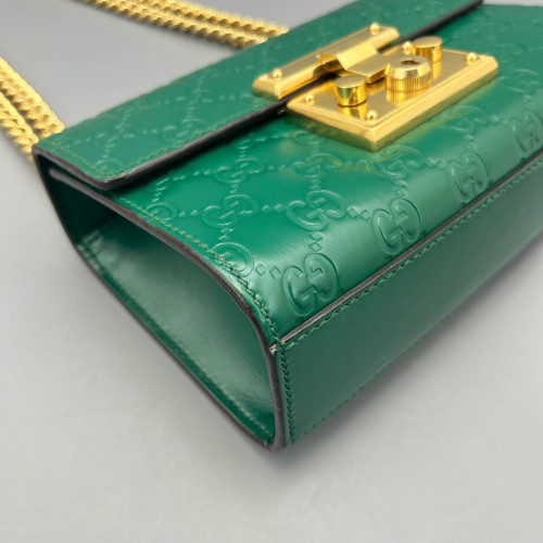 Gucci Small Padlock Shoulder Bag Guccissima Green