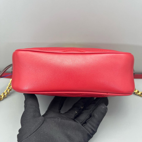 Gucci Matelasse Mini GG Marmont Chain Shoulder Bag Calfskin Red Gucci Matelasse Mini GG Marmont Chain Shoulder Bag Calfskin Red
