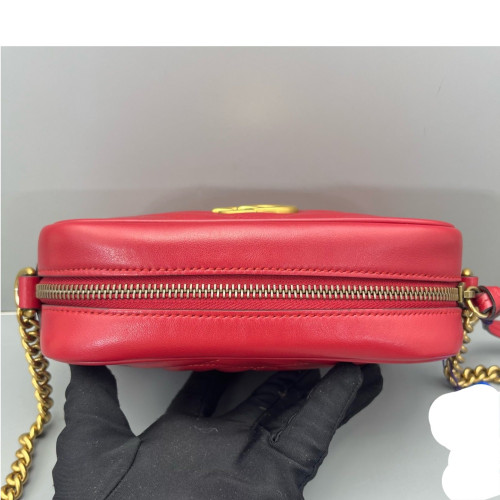 Gucci Matelasse Mini GG Marmont Chain Shoulder Bag Calfskin Red Gucci Matelasse Mini GG Marmont Chain Shoulder Bag Calfskin Red