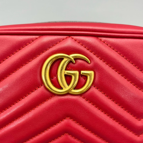 Gucci Matelasse Mini GG Marmont Chain Shoulder Bag Calfskin Red Gucci Matelasse Mini GG Marmont Chain Shoulder Bag Calfskin Red