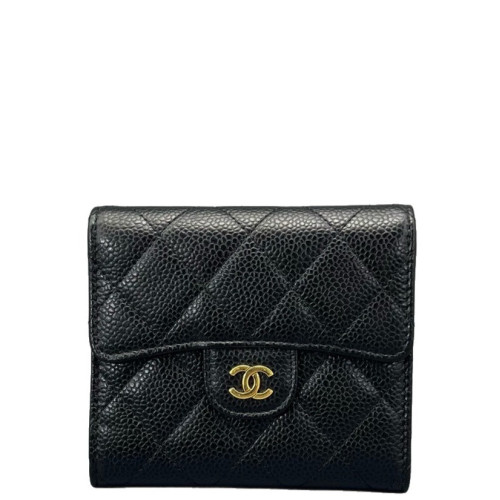 Chanel Quilted Flap Wallet Grained Calfskin Black
