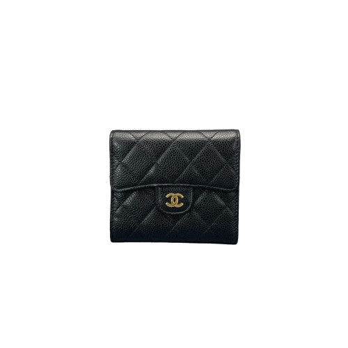 Chanel Quilted Flap Wallet Grained Calfskin Black