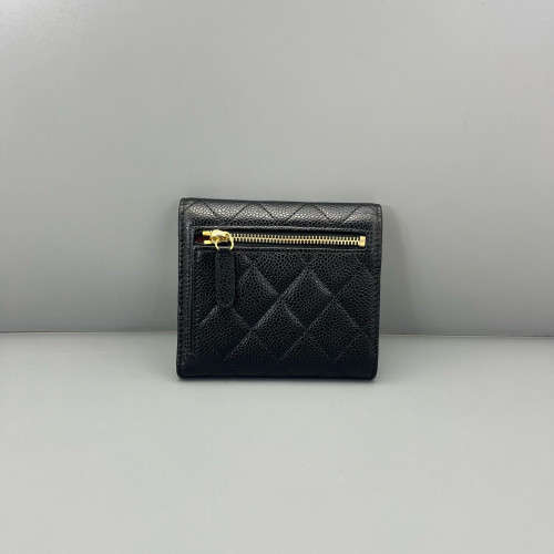 Chanel Quilted Flap Wallet Grained Calfskin Black