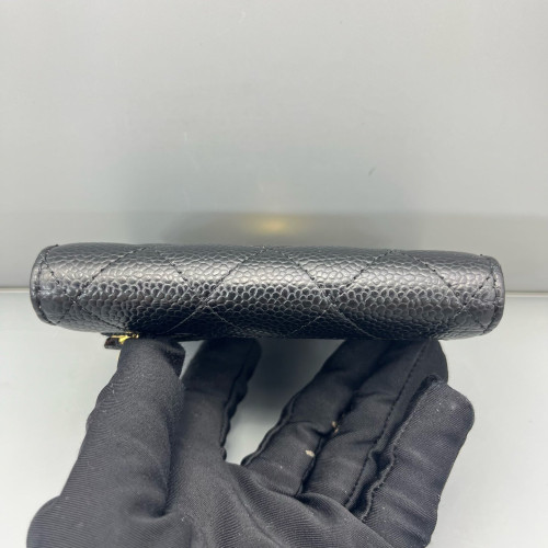 Chanel Quilted Flap Wallet Grained Calfskin Black