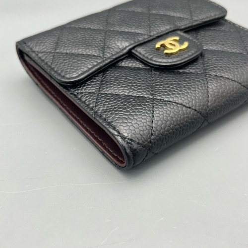 Chanel Quilted Flap Wallet Grained Calfskin Black