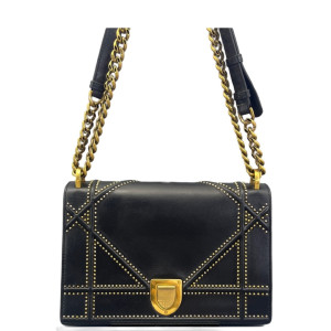 Dior Studded Medium Diorama Calfskin Black