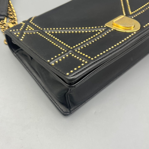 Dior Studded Medium Diorama Calfskin Black