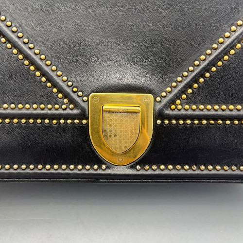 Dior Studded Medium Diorama Calfskin Black