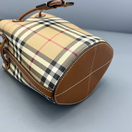 Burberry Bucket House Check Calfskin Beige Brown Black