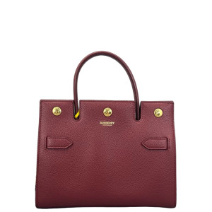 Burberry Mini Two Handle Title Tote Calfskin Dark Red