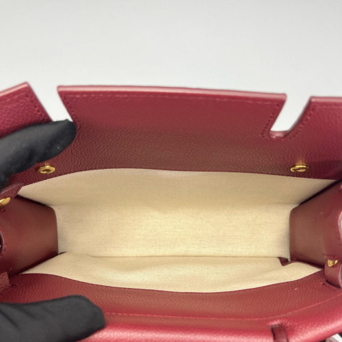 Burberry Mini Two Handle Title Tote Calfskin Dark Red