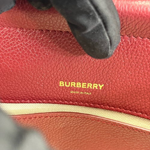 Burberry Mini Two Handle Title Tote Calfskin Dark Red