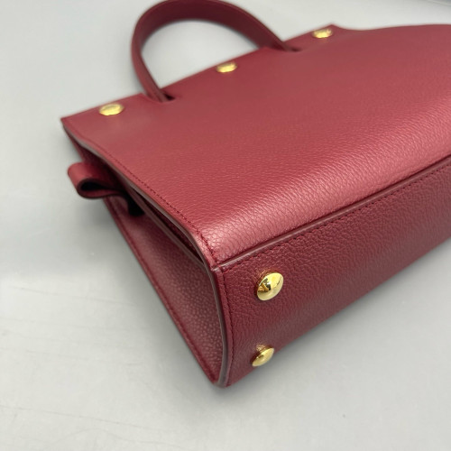 Burberry Mini Two Handle Title Tote Calfskin Dark Red