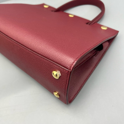 Burberry Mini Two Handle Title Tote Calfskin Dark Red