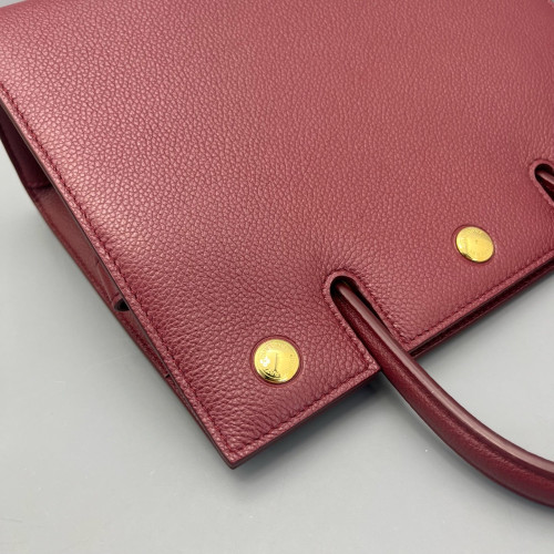 Burberry Mini Two Handle Title Tote Calfskin Dark Red