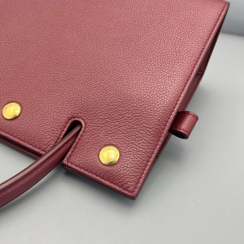 Burberry Mini Two Handle Title Tote Calfskin Dark Red