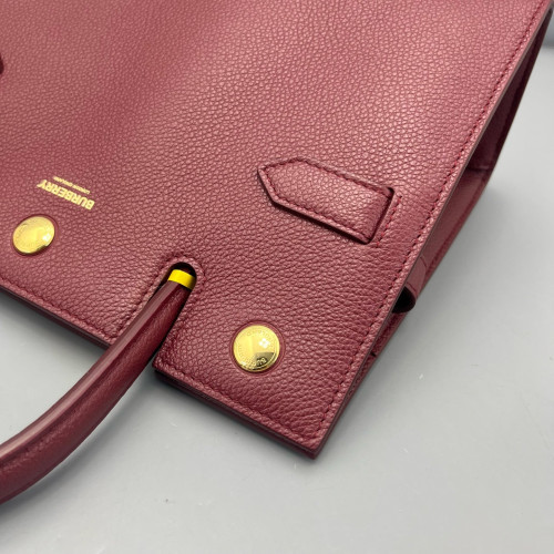 Burberry Mini Two Handle Title Tote Calfskin Dark Red