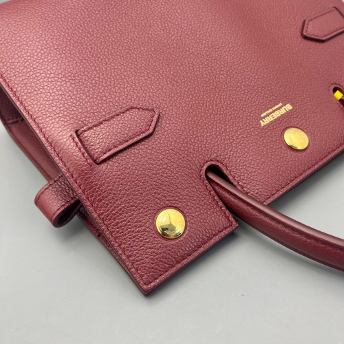 Burberry Mini Two Handle Title Tote Calfskin Dark Red