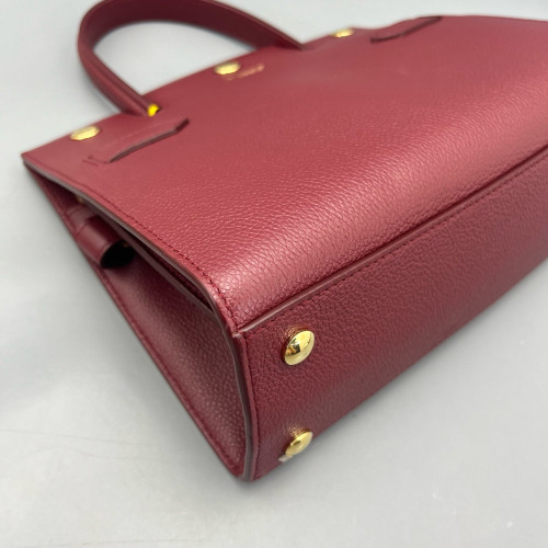 Burberry Mini Two Handle Title Tote Calfskin Dark Red
