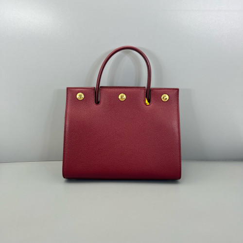 Burberry Mini Two Handle Title Tote Calfskin Dark Red
