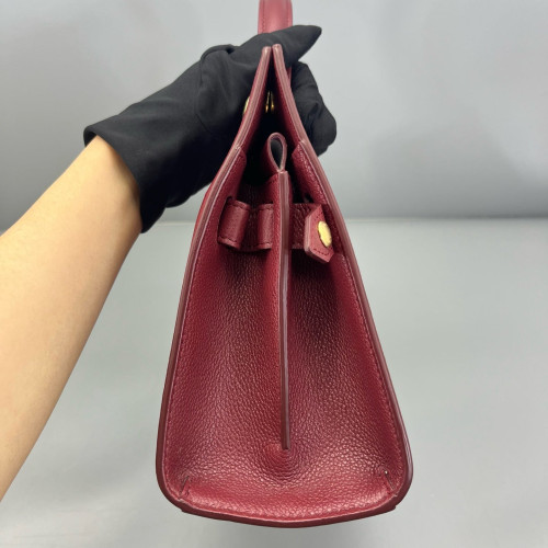 Burberry Mini Two Handle Title Tote Calfskin Dark Red