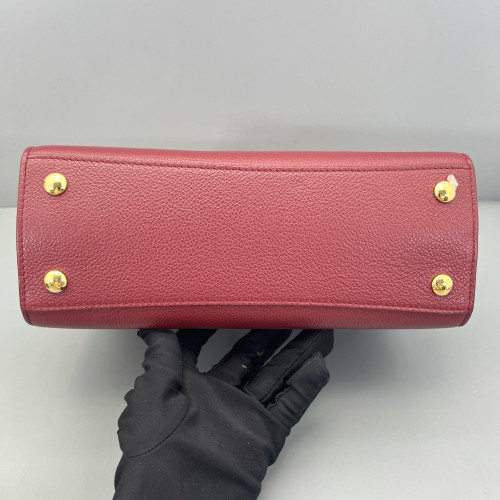 Burberry Mini Two Handle Title Tote Calfskin Dark Red