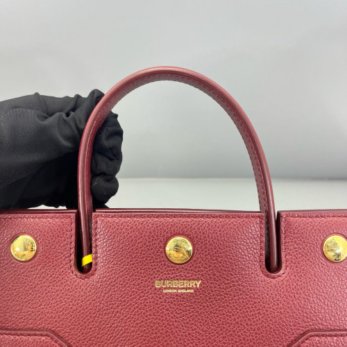 Burberry Mini Two Handle Title Tote Calfskin Dark Red
