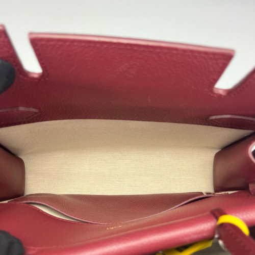 Burberry Mini Two Handle Title Tote Calfskin Dark Red