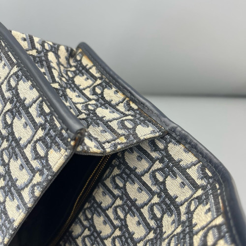 Dior 30 Montaigne Chain Flap Bag Oblique Beige Navy Black