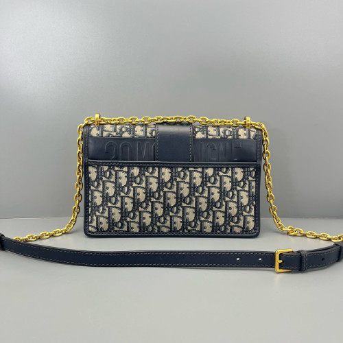 Dior 30 Montaigne Chain Flap Bag Oblique Beige Navy Black