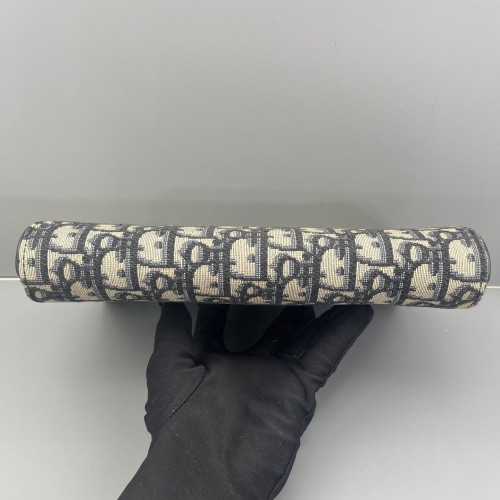 Dior Medium Saddle Chain Pouch Oblique Navy Beige Black