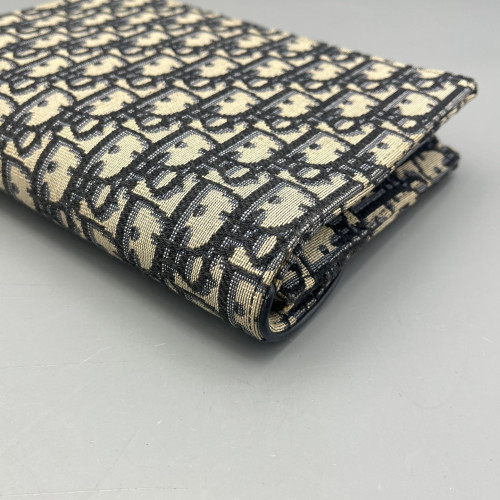Dior Medium Saddle Chain Pouch Oblique Navy Beige Black