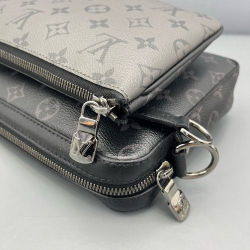 Louis Vuitton Trio Messenger Bag Monogram Eclipse Reverse Monogram Giant Black Grey
