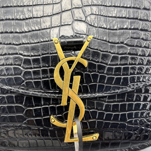 Yves Saint Laurent Small Kaia Satchel Calfskin Crocodile Embossed Black