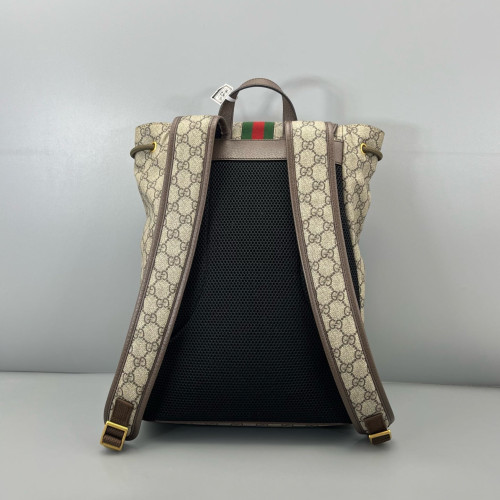 Gucci Double Buckle Backpack GG Supreme Monogram Beige Ebony