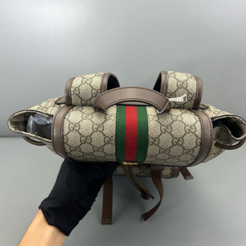 Gucci Double Buckle Backpack GG Supreme Monogram Beige Ebony