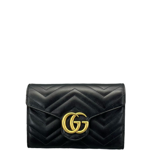 Gucci Matelasse GG Marmont Chain Wallet Calfskin Black