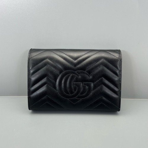Gucci Matelasse GG Marmont Chain Wallet Calfskin Black