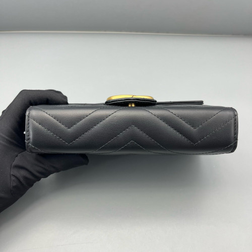 Gucci Matelasse GG Marmont Chain Wallet Calfskin Black