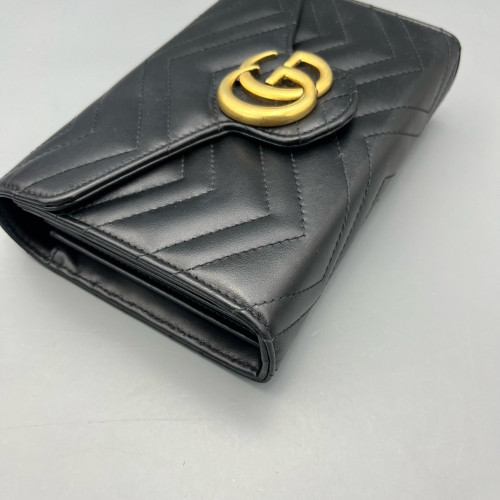 Gucci Matelasse GG Marmont Chain Wallet Calfskin Black