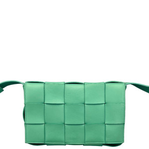 Bottega Veneta Classic Cassette Crossbody Bag Lambskin Intrecciato Nappa Green