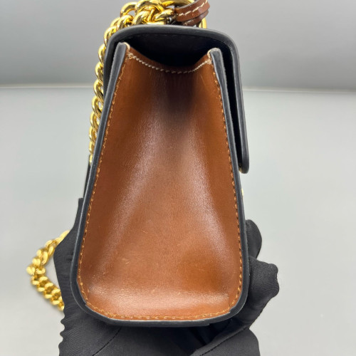 Gucci Small Padlock Shoulder Bag GG Supreme Monogram Black Beige Brown